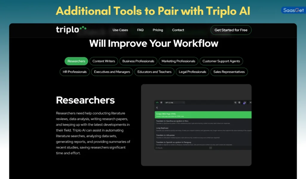 Additional Tools to Pair with Triplo AI