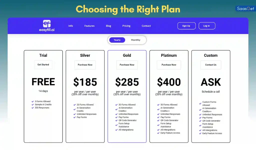 Choosing the Right Plan with Easyfill.ai