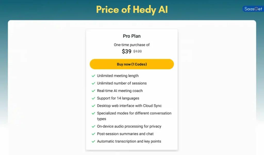 Price of Hedy AI