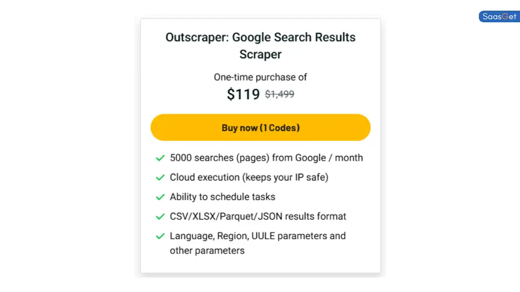Price of Outscraper: Google Search Results Scraper